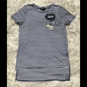 Striped graphic-patch tee